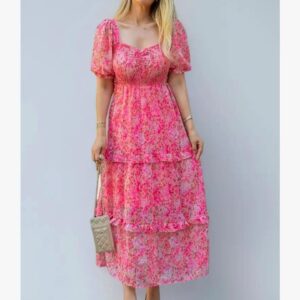 Women's Stylish Floral Printed One-Piece Maxi Dress for Women - Elegant Long Dress