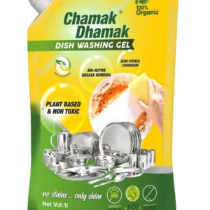 Chamak Dhamak natural dishwashing gel pouch – plant-based utensil cleaner 1L.